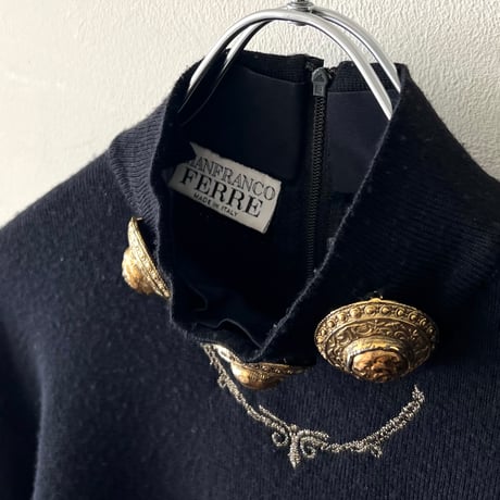 90's GIANFRANCO FERRE Metal parts Design Knit (made in Italy)