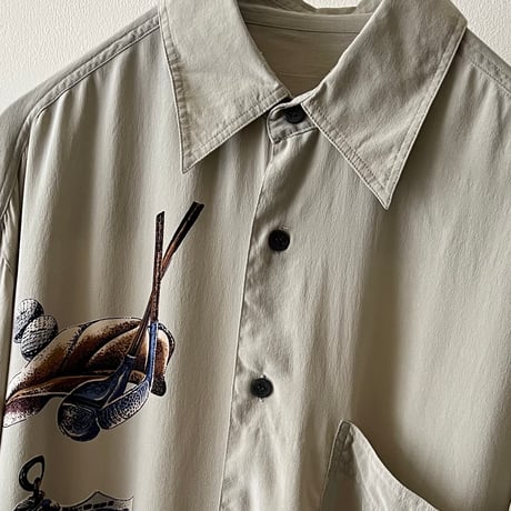 Euro Vintage Classic Golf Design Silk Shirt