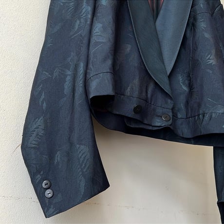 Euro Vintage Botanical Pattern Short Tailored JKT