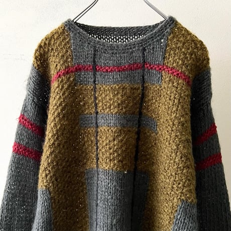 80-90's Check Pattern Knit Sweater