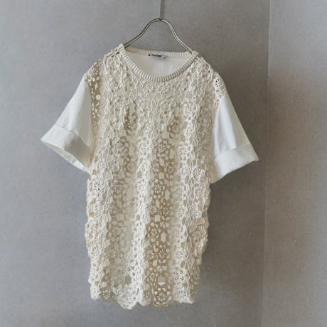 Lace Design Short Sleeve Blouse