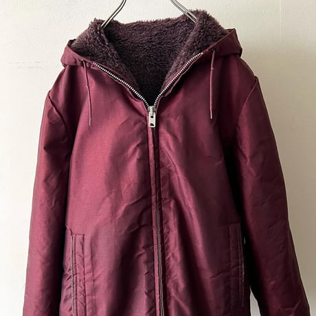 70's Vintage Boa & Nylon Reversible Design Hoodie