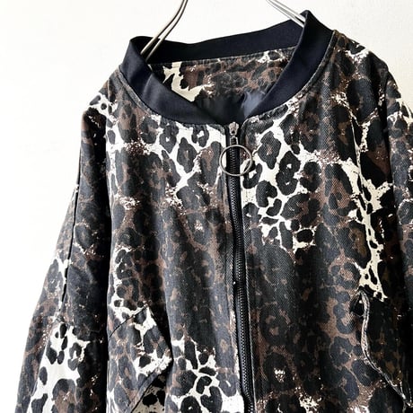 80-90's Leopard Pattern Dolman Sleeve Short JKT