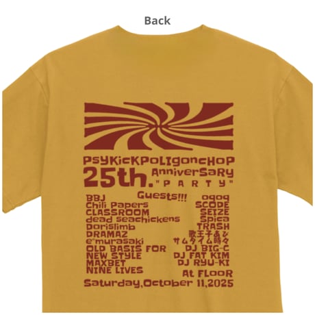 PPC 25th. Party イベントTシャツ ( ヘイジーイエロー)