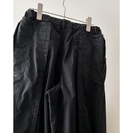 DENIM DUNGAREE Layered Remake Cotton Wide Pants