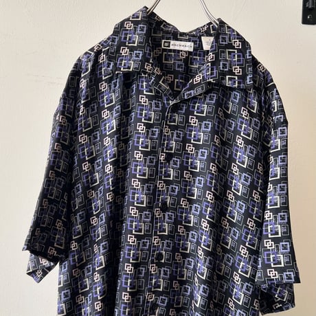 Vintage Geometric Pattern Silk Shirt