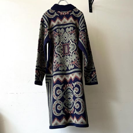 Vintage Damask Pattern Mock Neck Knit Dress
