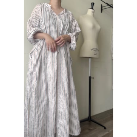 【即納品】スキッパーギャザードレス/トリコロール