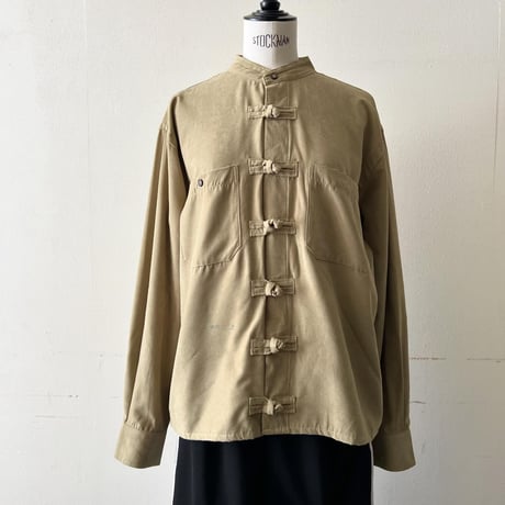 "Remake" Fake Suede China Shirt (color : beige)