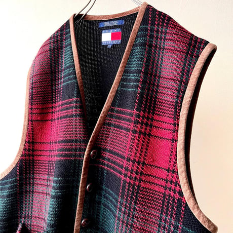 Old Tommy Hilfiger Check Pattern Knit Vest