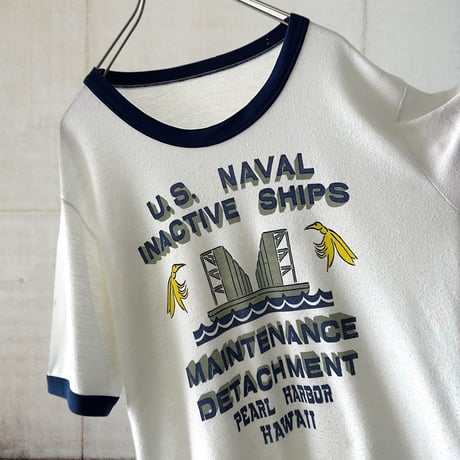 80-90's US Naval Print Ringer Tee