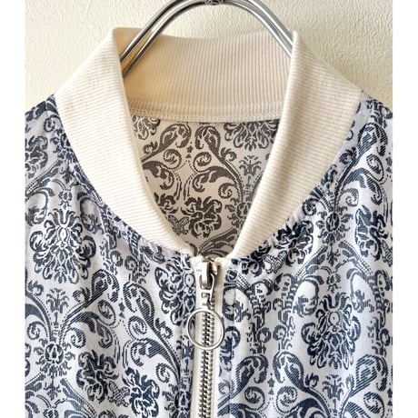 Damask Pattern Sheer Short Zip-JKT