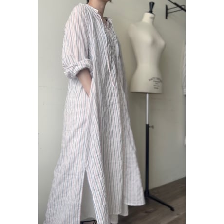 【即納品】スキッパーギャザードレス/トリコロール