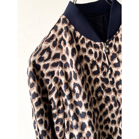 Leopard Pattern Short Zip-up JKT
