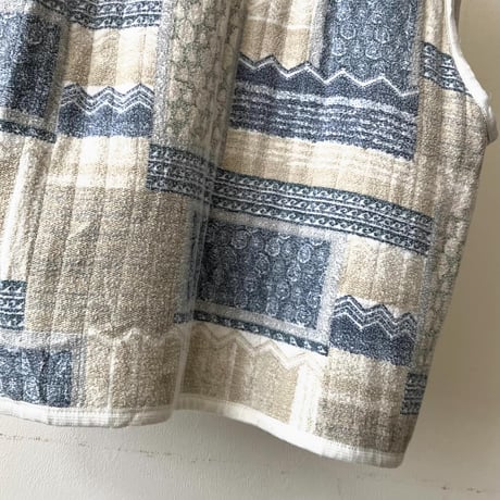Vintage Patchwork Pattern Open Vest