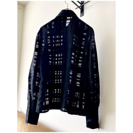 Euro Vintage Plaid Pattern Sheer Blouse