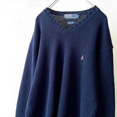 90's Polo Ralph Lauren V-Neck Cotton Knit Sweater