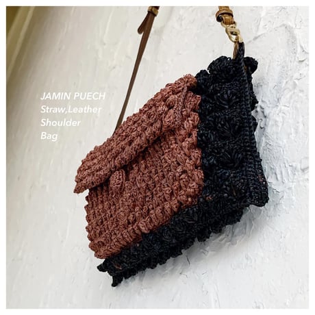 JAMIN PUECH Straw & LeatherショルダーBag