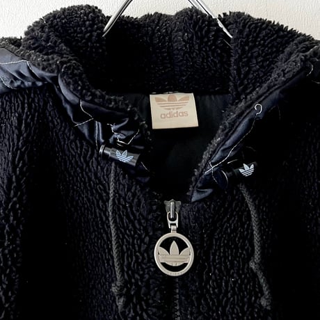80-90's adidas Back Logo Design Boa Quilting Zip Hoodie