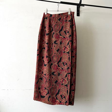 Vintage Paisley Pattern Long Wrap Skirt