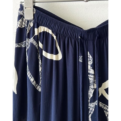US Vintage Flower Art Pattern Rayon Easy Pants