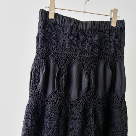 Black Color Crochet Design Long Skirt