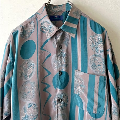 Euro Vintage Art Pattern Silk Shirt