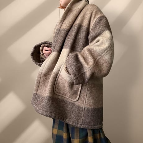Old Border Pattern Wool Mossa Open Coat