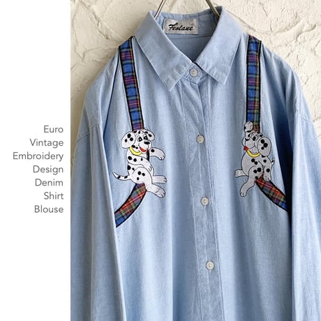 Euro Vintage Embroidery Designデニムシャツ
