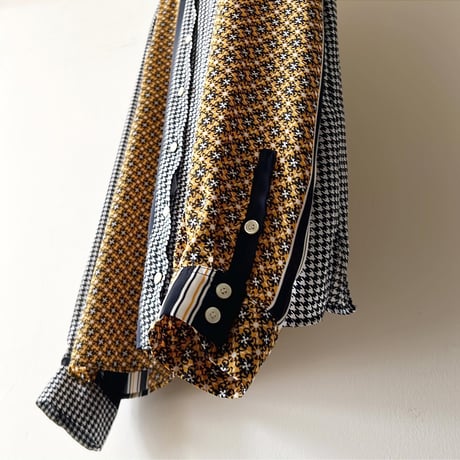 Vintage Geometric Pattern Asymmetry Designブラウス