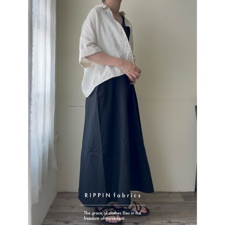 【受注】【長袖】リネンのシンプルシャツ