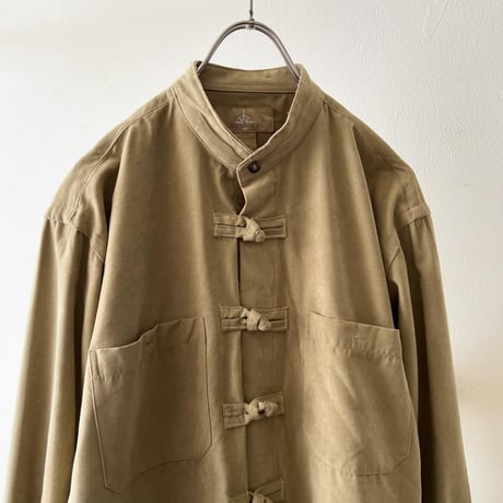 "Remake" Fake Suede China Shirt (color : beige)
