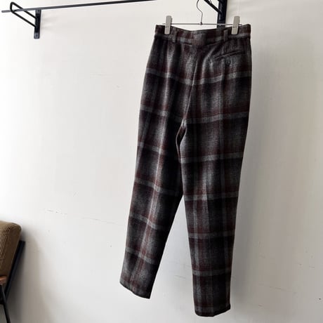 Vintage Check Pattern Tuck Pants