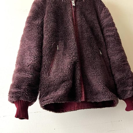 70's Vintage Boa & Nylon Reversible Design Hoodie