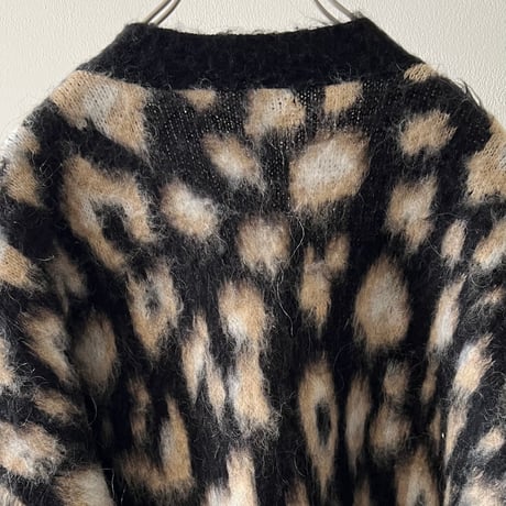 Old Leopard Pattern Shaggy Wool Cardigan
