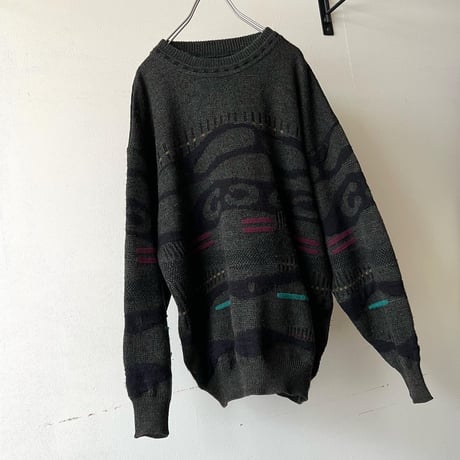 90's Euro Geometric&3d Knit Sweater