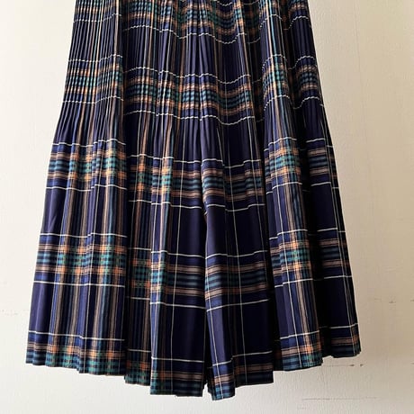 Old Check Pattern Pleats Wide Pants