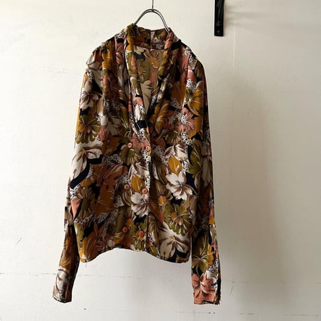 Euro Vintage Botanical Pattern Double-Breasted Shirt