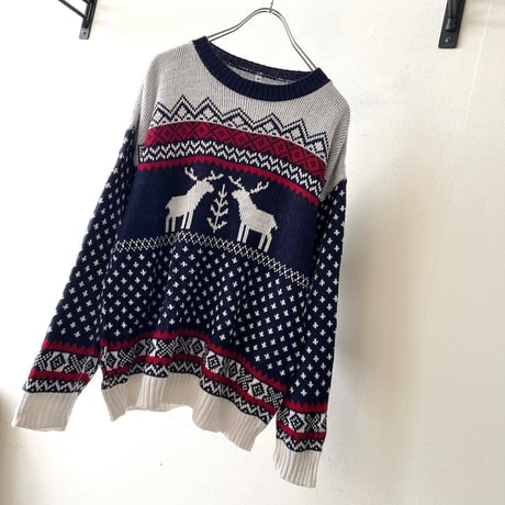 Old Nordic Pattern Knit Sweater(UK製)