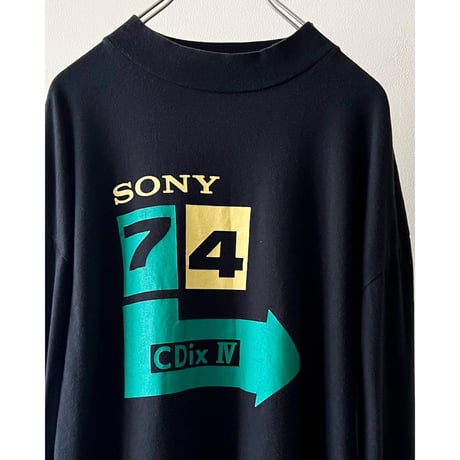 80's SONY Cassette Tape "CDixⅣ" print Long Sleeve Tee