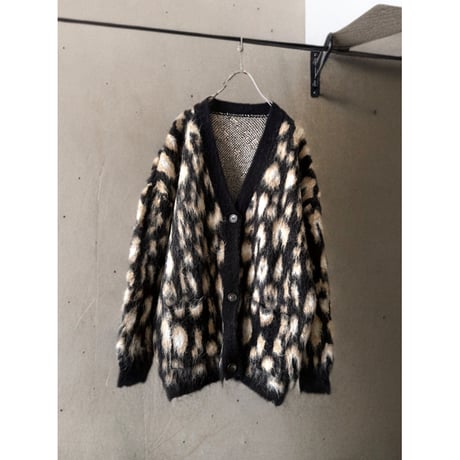 Old Leopard Pattern Shaggy Wool Cardigan