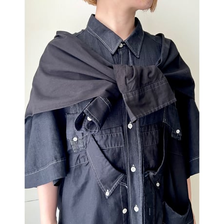 " Black Dyed & Remake " Maxi Shirt Dress
