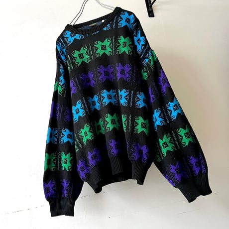 90's Euro Geometric Pattern Knit Sweater