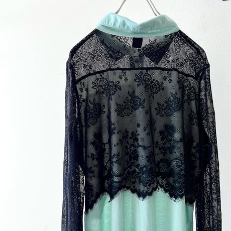 Import Lace Design Fake Layered Blouse
