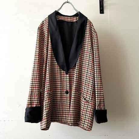 Vintage Houndstooth Pattern Smoking JKT