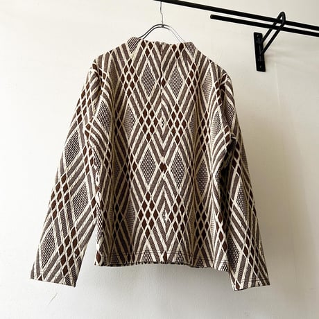 Vintage Geometric Pattern High Neck Cut and sew
