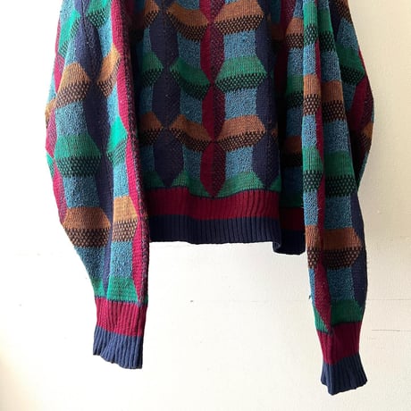 90's US Geometric Pattern Knit Sweater