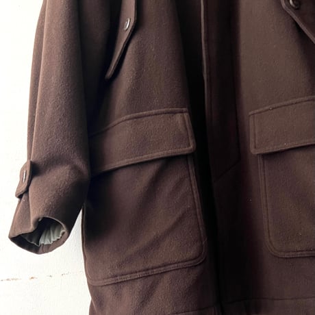 Vintage Fake Leather & Melton Wool Design Half Coat
