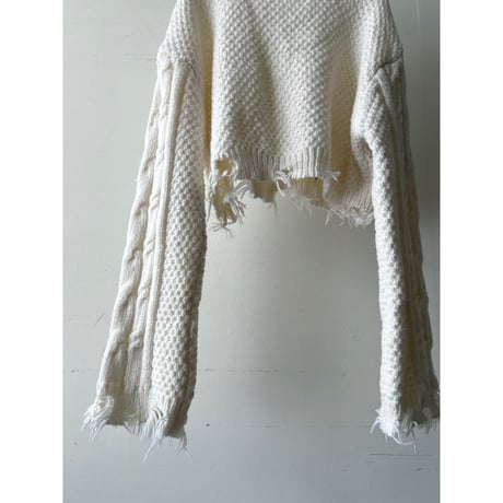 Short Cut Design Aran Knit Sweater