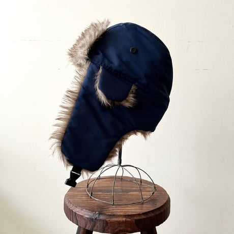 Nylon & Fake Fur Flight Cap (ネイビー)